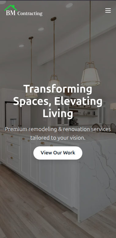 BM Contracting mobile view